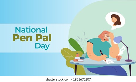 National Pen Pal Day on june 1business brochure flyer banner design horizontal template vector, cover presentation abstract, modern publication poster and flag-banner, layout in rectangle size.