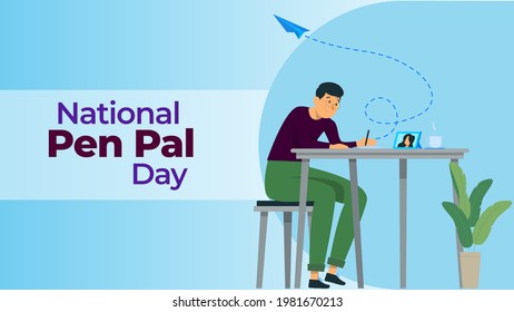 National Pen Pal Day on june 1business brochure flyer banner design horizontal template vector, cover presentation abstract, modern publication poster and flag-banner, layout in rectangle size.