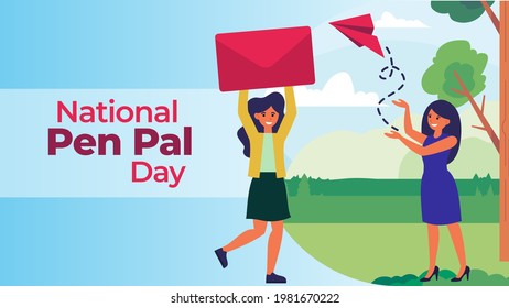 National Pen Pal Day on june 1business brochure flyer banner design horizontal template vector, cover presentation abstract, modern publication poster and flag-banner, layout in rectangle size.