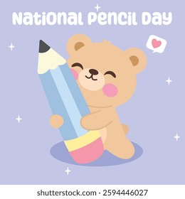 National Pencil Day vector design for celebration. Suitable for background, template, social media, poster, flyer design, flat illustration, etc 