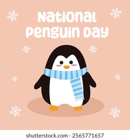 National penguin day vector design for national penguin day celebration. Suitable for flat design graphic illustration for social media ads, flyer design, flat illustration, banner, template, poster