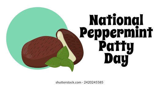 National Peppermint Patty Day, horizontal poster or banner vector illustration design about popular food