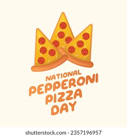 For National Pepperoni Pizza Day celebrations, use this vector graphic commemorating the holiday. Flyer design, flat illustration, and flat design.