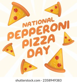 National Pepperoni Pizza Day design template good for celebration usage. pepperoni pizza day vector illustration. flat design. vector eps 10.