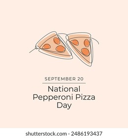 National Pepperoni Pizza Day. Line art design. Food vector. Good for celebration template usage. Continuous line. eps 10.