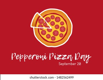 National Pepperoni Pizza Day vector. Salami pizza vector. Pepperoni Pizza Day Poster, September 20. Pieces of pizza icon. American food