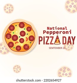 National Pepperoni Pizza Day vector. Salami pizza on a plate vector.