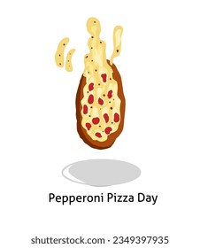 National Pepperoni Pizza Day vector. Salami pizza on a plate vector. Pepperoni Pizza Day Poster, September 20.