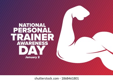 National Personal Trainer Awareness Day. January 2. Holiday Concept. Template For Background, Banner, Card, Poster With Text Inscription. Vector EPS10 Illustration