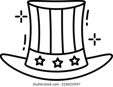 national personification Vector line Icon Design, American culture and traditions Symbol, United States Social Sign, US Arts and literature Stock illustration, Uncle Sam hat Concept