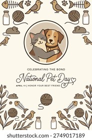 National Pet Day Abstract Vector Templates Design, Dog, Cat, Groundhog, Rabbit. Great for banners, posters and Social media posts