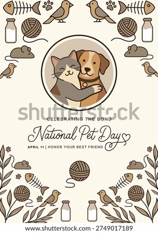 National Pet Day Abstract Vector Templates Design, Dog, Cat, Groundhog, Rabbit. Great for banners, posters and Social media posts