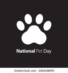 National Pet Day Banner With Paw. Vector Illustration.