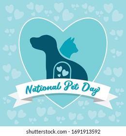National Pet Day Cat And Dog Vector Graphic