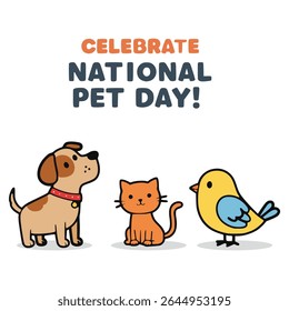national pet day celebration 11 April poster banner flat color vector illustration template design