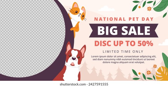 National Pet Day. Happy Pet Day Background. April 11. Pet Day Celebration. Cartoon Vector illustration design for Poster, Banner, Flyer, Greeting, Card, Cover, Post, Promotion, Event.