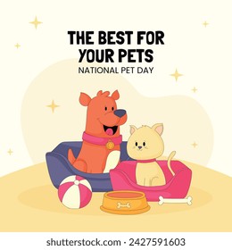 National Pet Day. Happy Pet Day Background. April 11. Pet Day Celebration. Cartoon Vector illustration design for Poster, Banner, Flyer, Greeting, Card, Cover, Post, Promotion, Event.