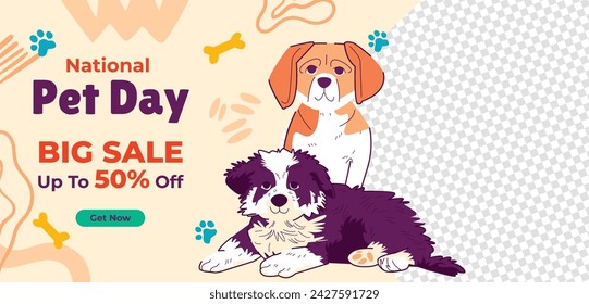 National Pet Day. Happy Pet Day Background. April 11. Pet Day Celebration. Cartoon Vector illustration design for Poster, Banner, Flyer, Greeting, Card, Cover, Post, Promotion, Event.