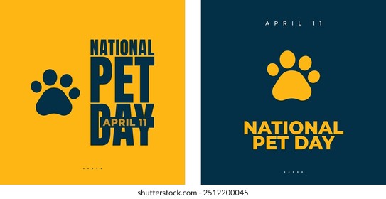 National Pet Day. Happy Pet Day Background. Social media post and card design with cute pets