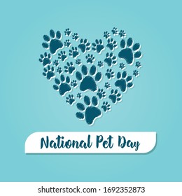 National Pet Day Heart Paw Vector Design