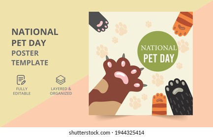 National Pet Day Holiday Design. National Pet Day. Promotional Poster For Social Media Post. Flyer, Poster, Set, Template.