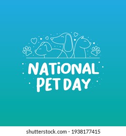 National Pet Day Holiday Social Media Post And Card Design With Cute Pets