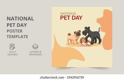 National pet day holiday social media poster. Promotional Poster. holiday design. social media post. Poster, Flyer, Banner.