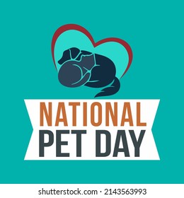 National pet day holiday social media post and card design with cute pets
