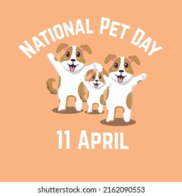 National pet day holiday social media post and card design with cute pets