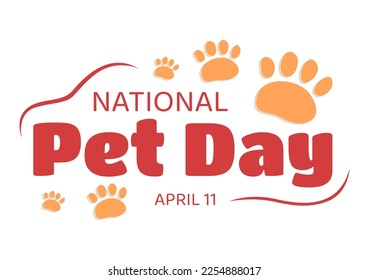 National Pet Day on April 11 Illustration with Cute Pets of Cats and Dogs for Web Banner or Landing Page in Flat Cartoon Hand Drawn Templates