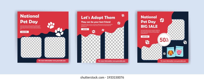 National pet day. Pet shop banner template. Promotional banner for social media post.