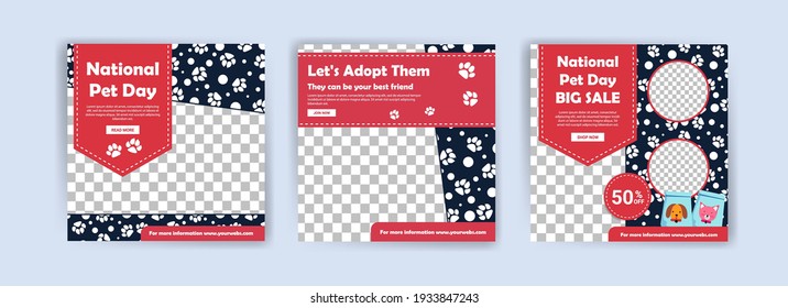 National pet day. Pet shop banner template. Promotional banner for social media post.