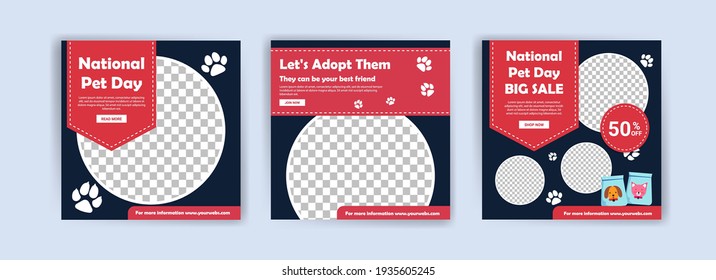 National pet day. Pet shop banner template. Promotional banner for social media post.