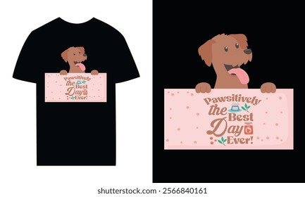 National  pet day typography t shirt Vector illustration,Happy Pet Day. Paw on pink background with hand lettering. 