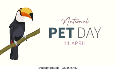 national pet day vector design. April 11th. with birds background, love your pet and take care of pets.