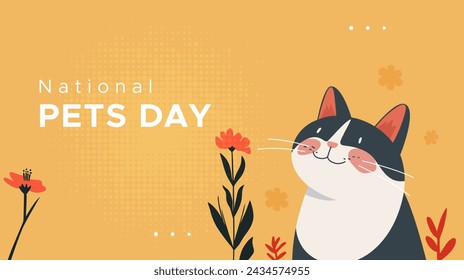 national pet day vector design. april 11th. with cute pet cat, love your pets and take care of pets. cute and smart cat. PETS DAY