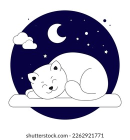 National Pet Month. World sleep day. Cat day vector illustration isolated on white