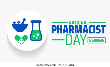 National Pharmacist day background banner or poster design template. observed every year in January. Holiday concept. Use to any Template, card, poster, placard, template.
