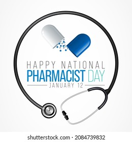 National Pharmacist day is observed every year on January 12, The day focuses on the importance of pharmacists, and it honors how much they impact our health and well-being. Vector illustration