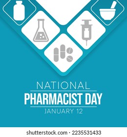 National Pharmacist day is observed every year on 12 January, The day focuses on the importance of pharmacists, and it honors how much they impact our health and well-being. vector illustration