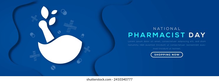 National Pharmacist Day Paper cut style Vector Design Illustration for Background, Poster, Banner, Advertising, Greeting Card