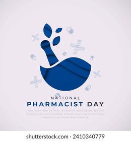 National Pharmacist Day Paper cut style Vector Design Illustration for Background, Poster, Banner, Advertising, Greeting Card