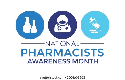 National Pharmacists month is observed every year in October. It’s a time to celebrate their contributions to patient care, medication management, and overall health promotion. Vector illustration