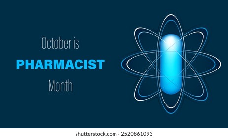 National pharmacists month is observed every year in october, vector illustration.