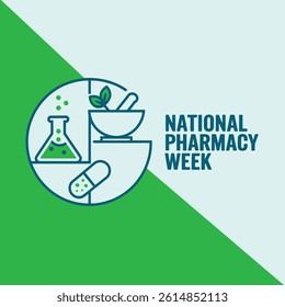 National Pharmacy Week in October. Perfect for celebrating pharmacists and technicians, highlighting healthcare, medicine, and pharmacy appreciation themed designs.