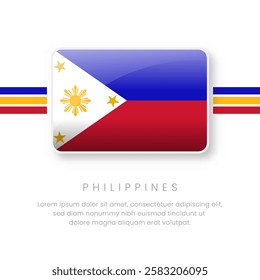 National Philippines Flag.Vector Philippines Button Flag. Realistic National Flag Design and Vector Template.