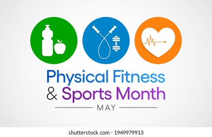 National Physical fitness and sports month observed each year in May to promote healthy lifestyles among people. vector illustration.