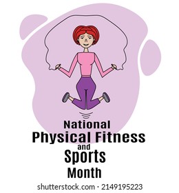 National Physical Fitness And Sports Month, Idea For A Poster, Banner, Flyer Or Postcard Vector Illustration