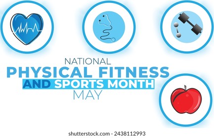 National Physical fitness and sports month. background, banner, card, poster, template. Vector illustration.