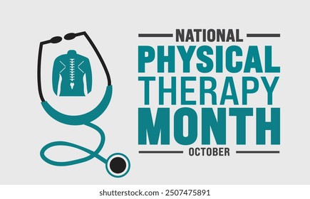 National Physical Therapie Monat. 
gut für Hintergrundvorlage
 einer der Gesundheitsberufe, die von Physiotherapeuten angeboten werden. Hintergrund, Banner, Plakat,
 Karte und Poster-Design 